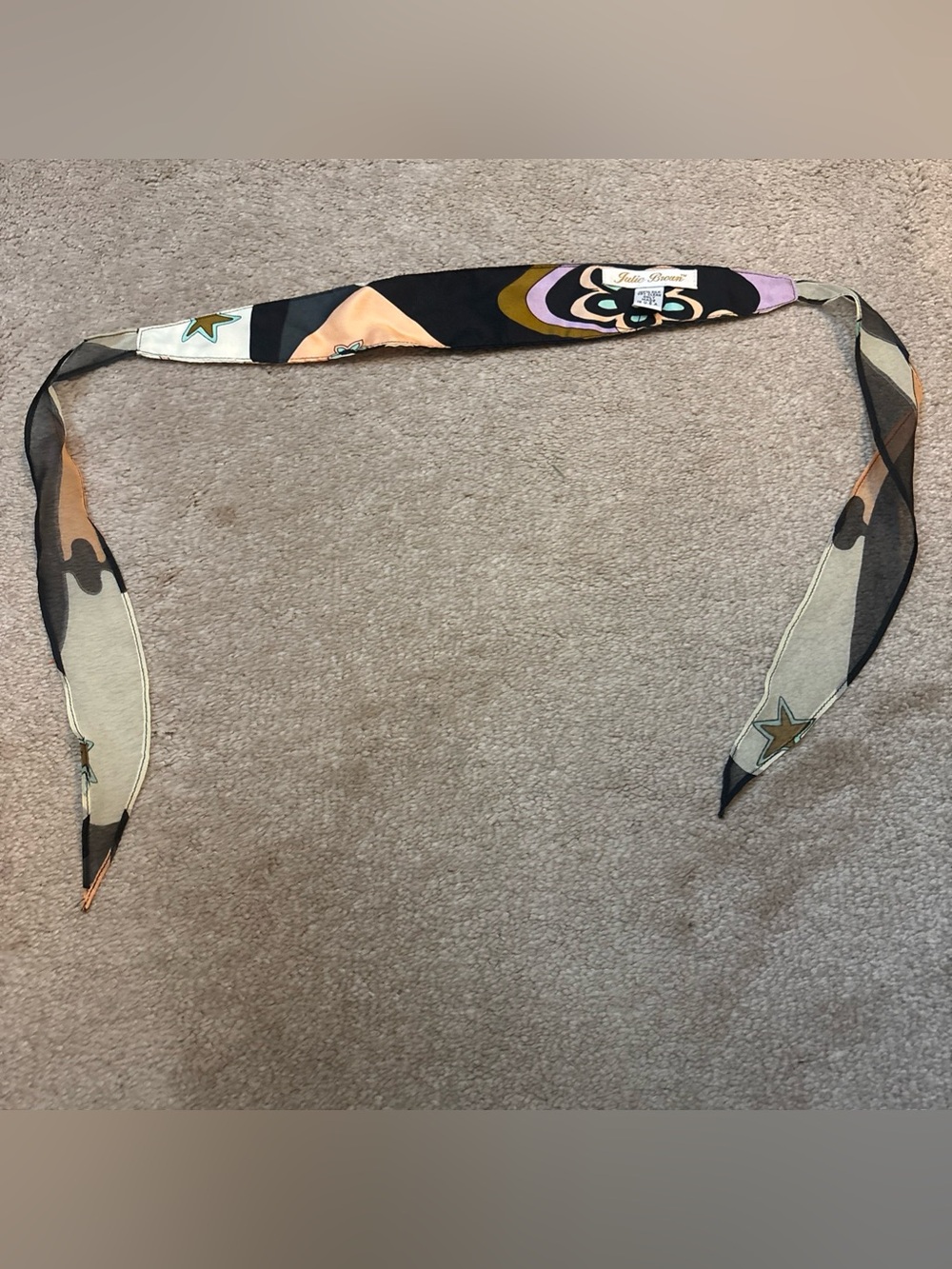 VTG JULIE Brown - Brown And Orange Women’s 100% Silk Abstract Headband Rare